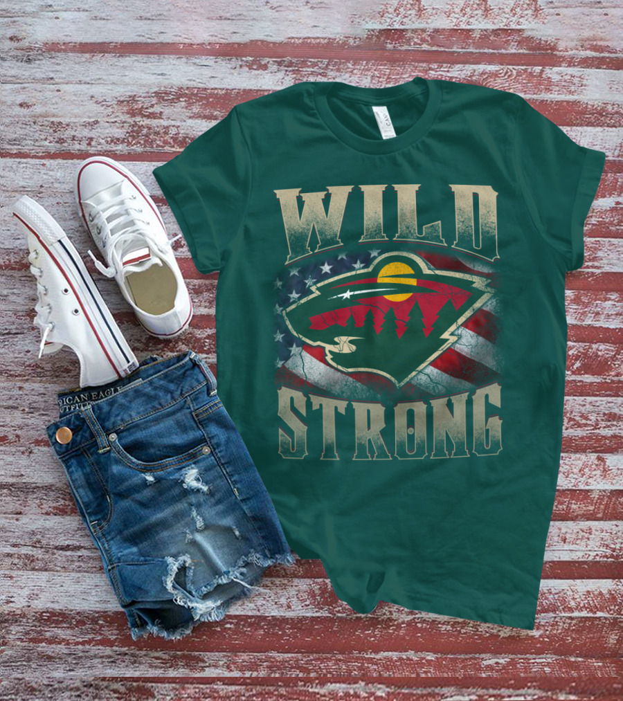 Minnesota Wild Strong American Flag T-Shirt