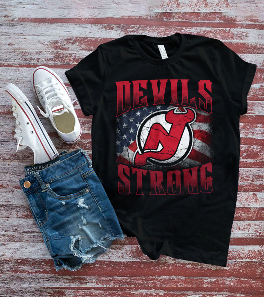 New Jersey Devils Strong American Flag T-Shirt