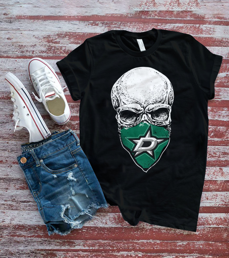 Dallas Stars Logo Over Skull T-Shirt
