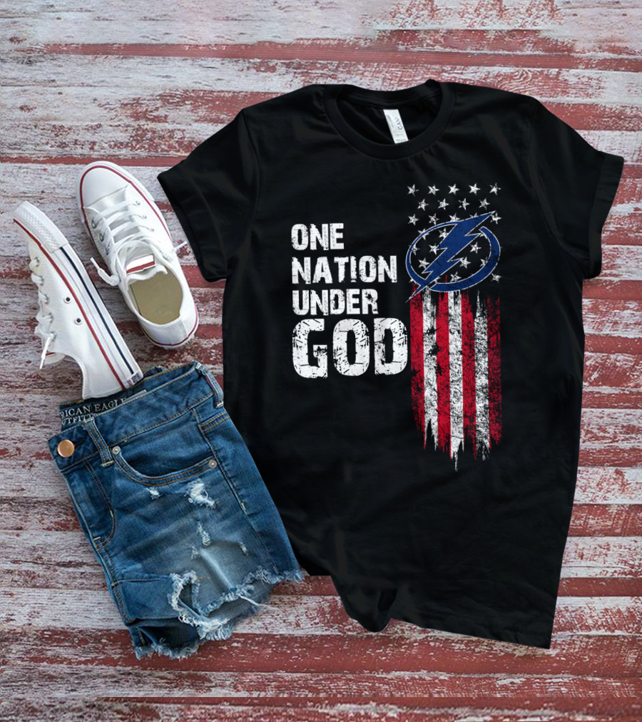 One Nation Under God Tampa Bay Lightning Flag T-Shirt