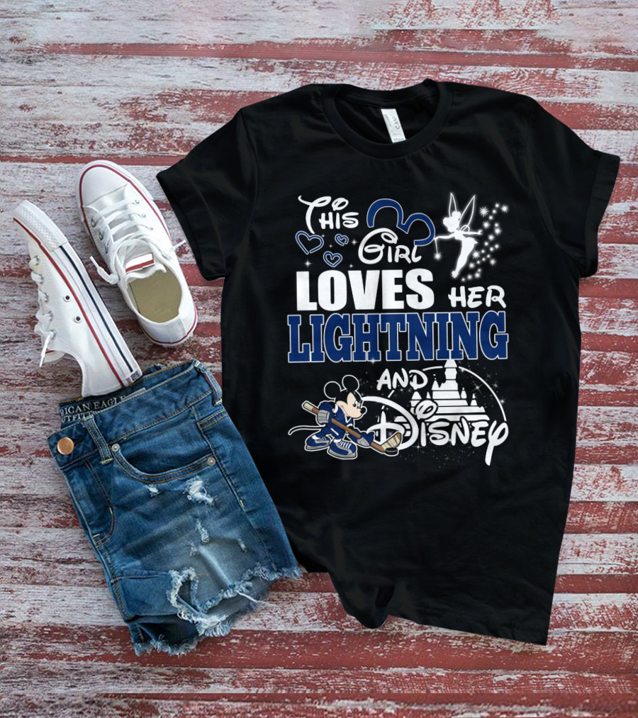 This Girl Loves Her Lightning And Disney With Hockey Mickey And Castle T-Shirt
