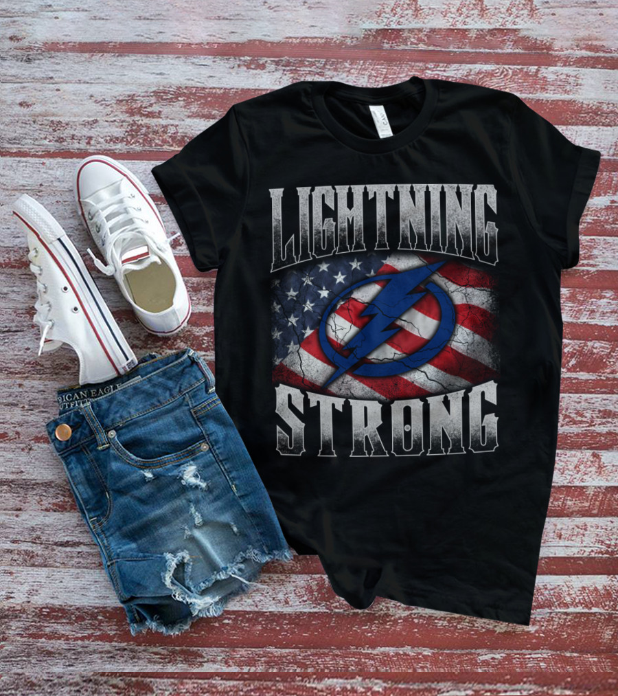 Lightning Strong Tampa Bay American Flag T-Shirt
