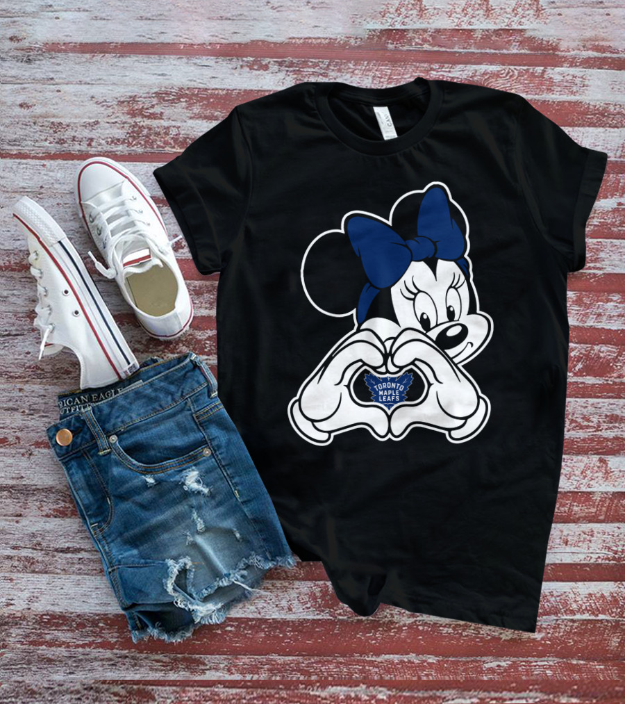 Toronto Maple Leafs Minnie Mouse Heart Hands T-Shirt