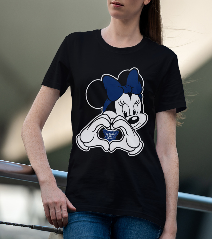 Toronto Maple Leafs Minnie Mouse Heart Hands T-Shirt