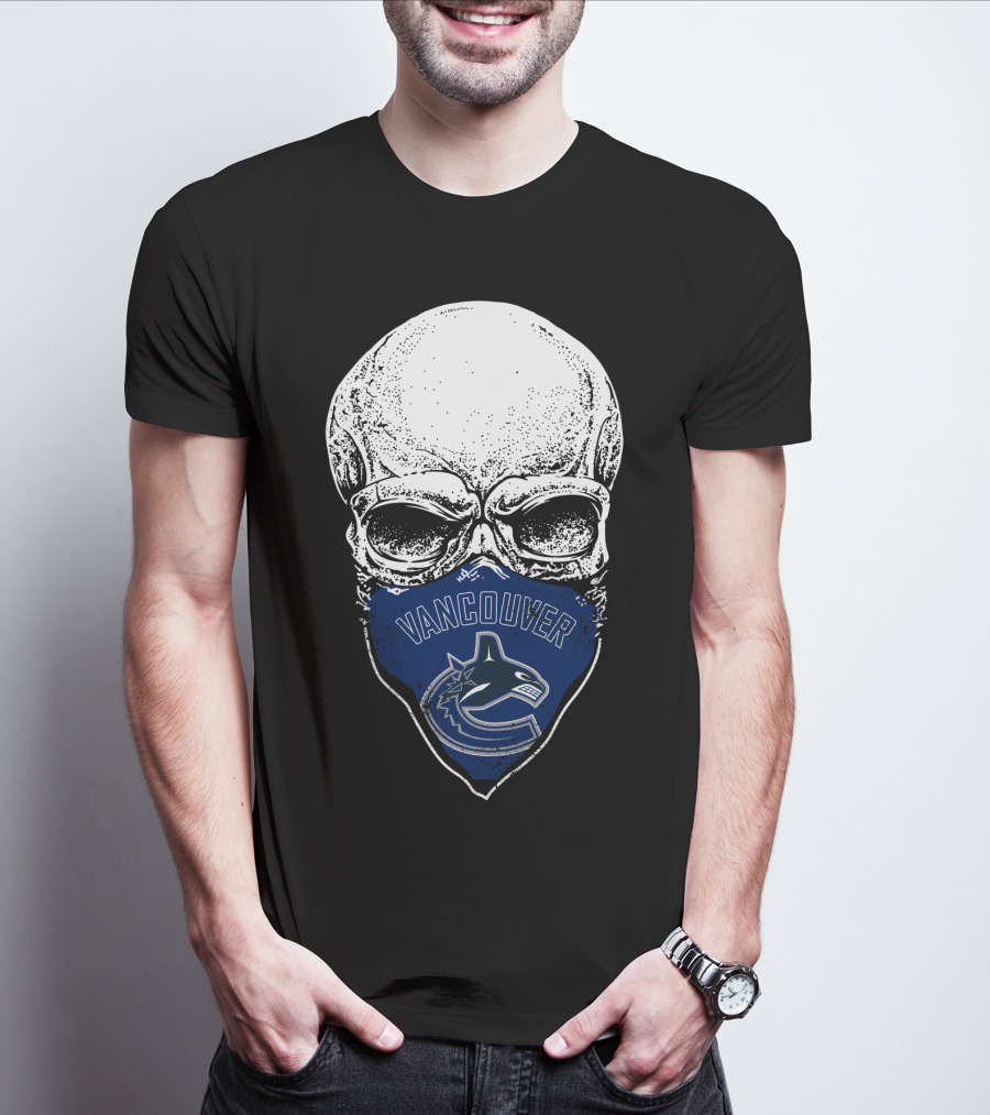 Vancouver Canucks Skull Hockey Team Fan Mask T-Shirt