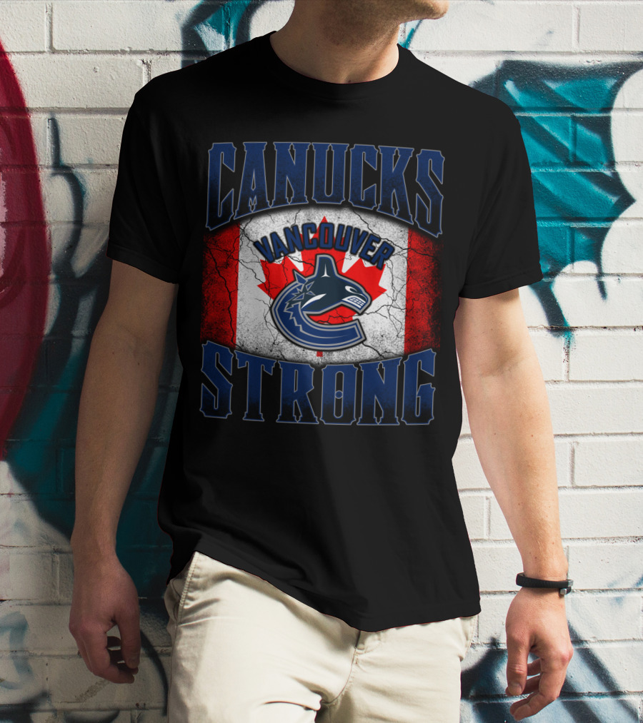 Vancouver Canucks Strong Canadian Flag Hockey T-Shirt