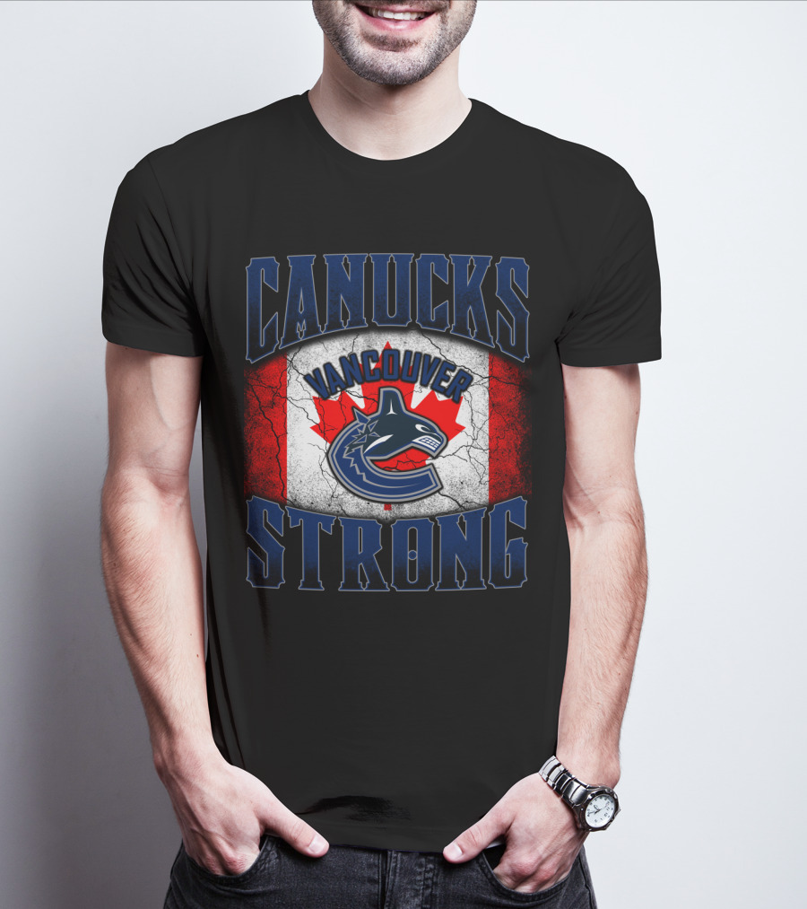 Vancouver Canucks Strong Canadian Flag Hockey T-Shirt