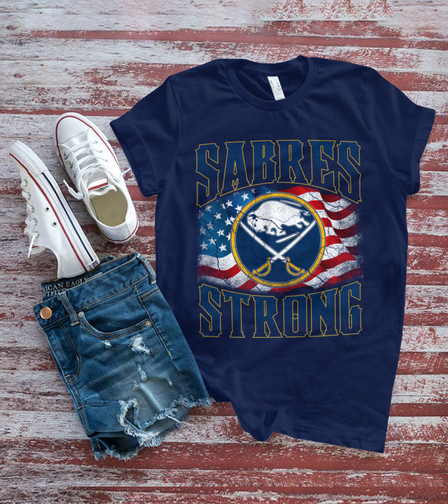 Sabres Strong Buffalo American Flag T-Shirt