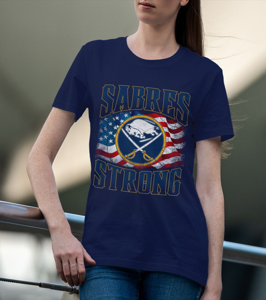 Sabres Strong Buffalo American Flag T-Shirt