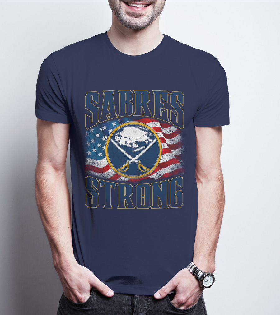 Sabres Strong Buffalo American Flag T-Shirt