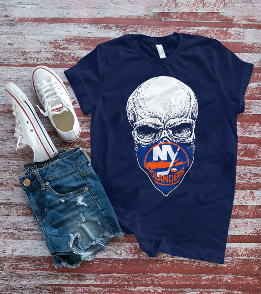 Ny Islanders Skull Logo Hockey Fan T-Shirt