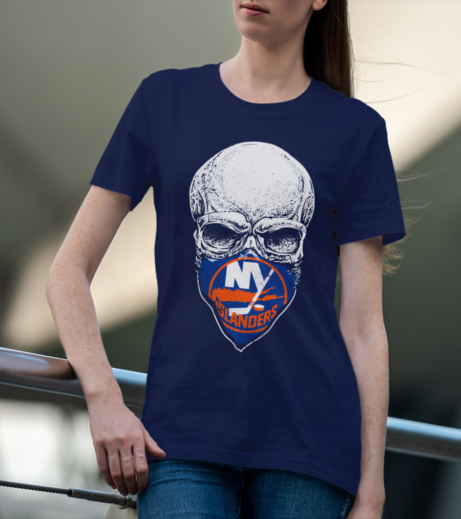 Ny Islanders Skull Logo Hockey Fan T-Shirt