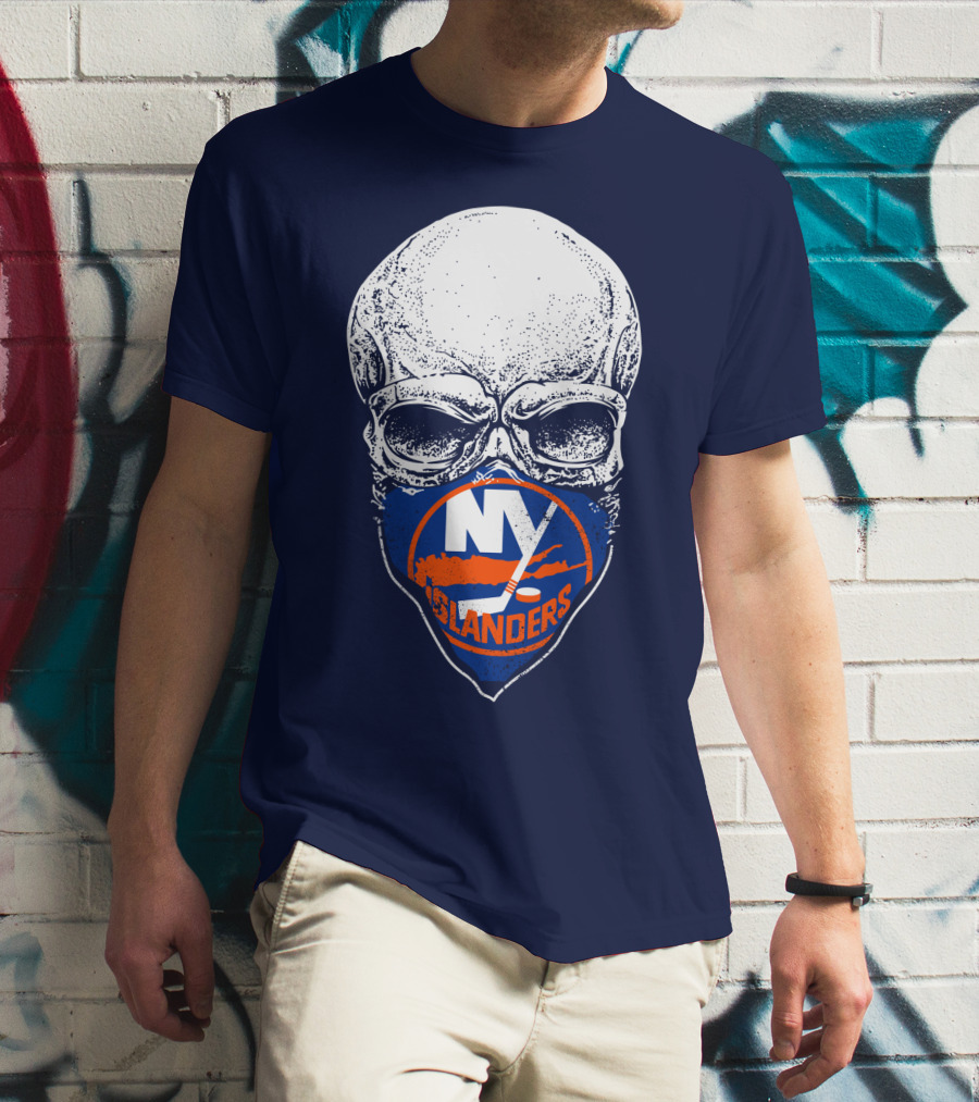 Ny Islanders Skull Logo Hockey Fan T-Shirt