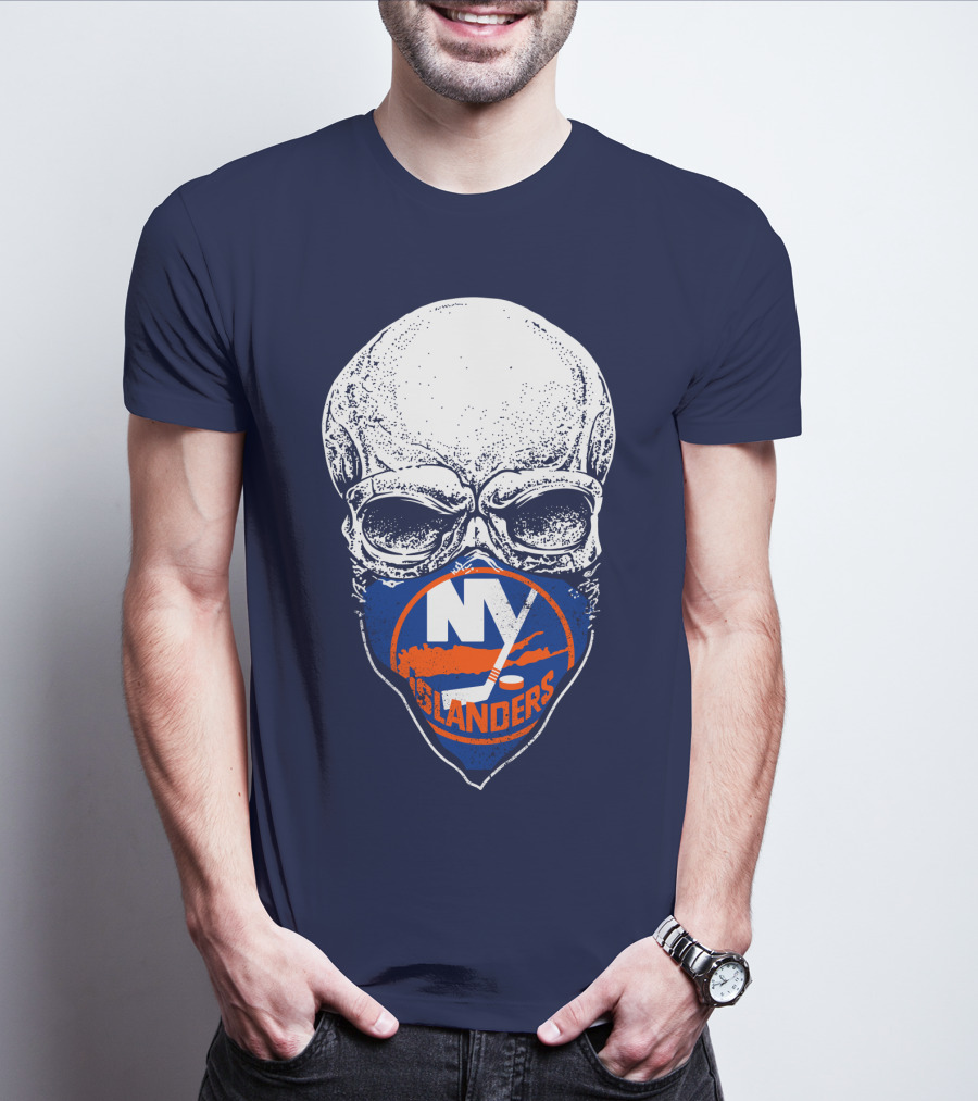Ny Islanders Skull Logo Hockey Fan T-Shirt