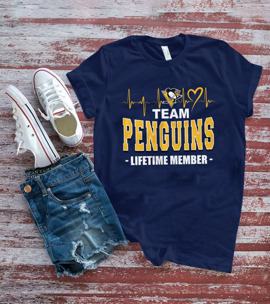 Team Penguins Lifetime Member Pittsburgh Penguins Heartbeat T-Shirt