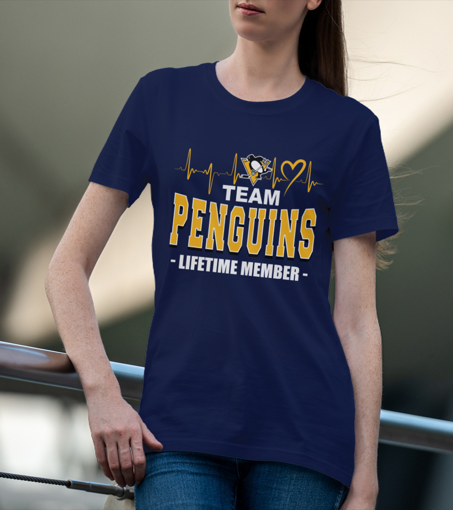 Team Penguins Lifetime Member Pittsburgh Penguins Heartbeat T-Shirt
