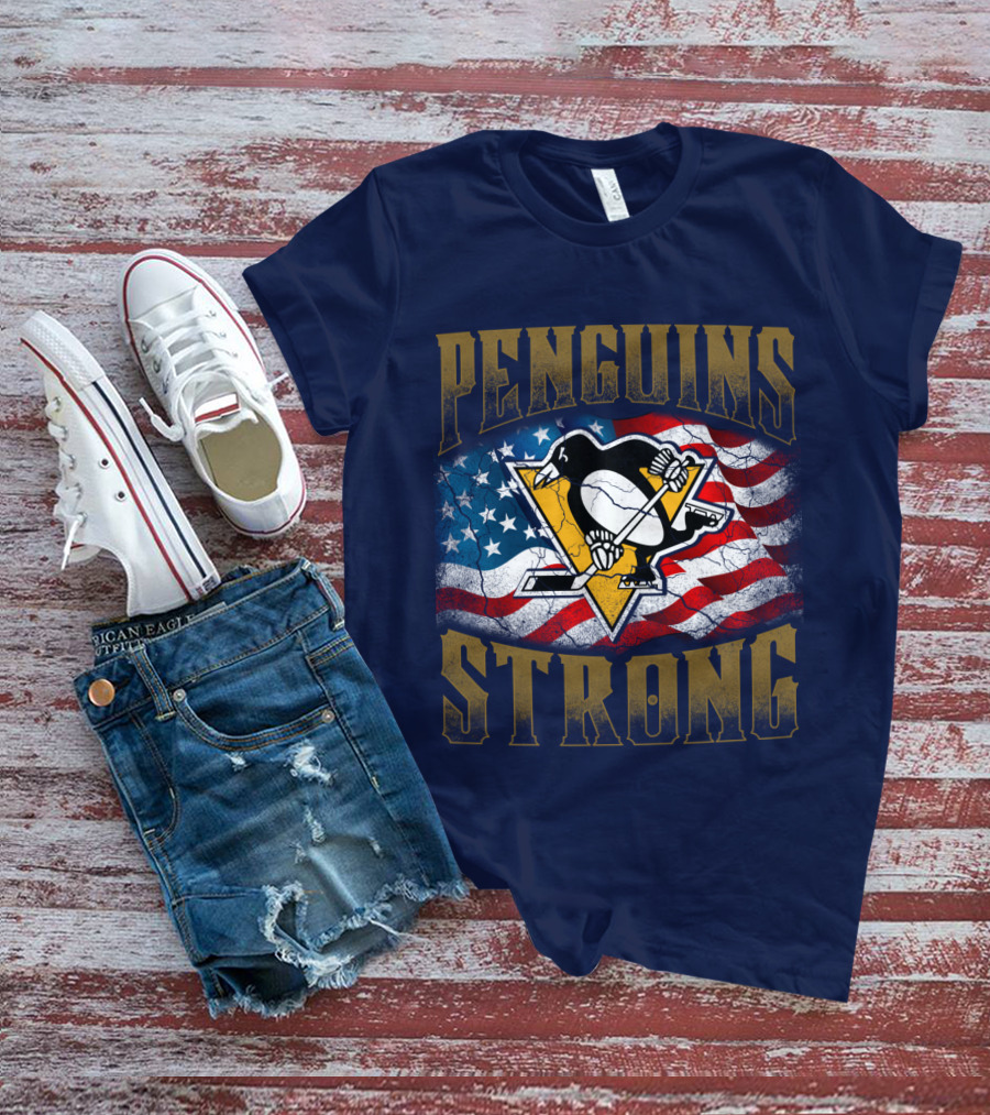 Pittsburgh Penguins Strong American Flag T-Shirt