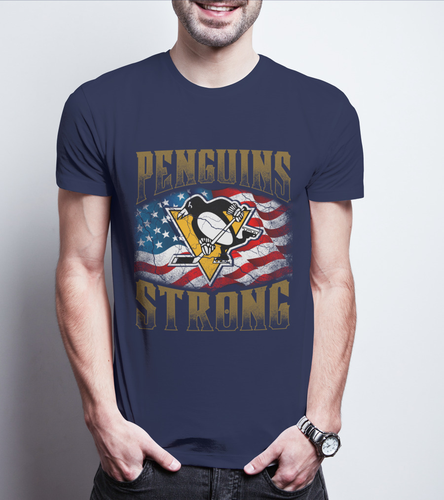 Pittsburgh Penguins Strong American Flag T-Shirt