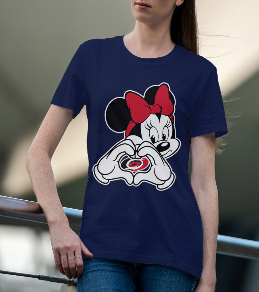 Carolina Hurricanes Minnie Mouse Heart Hands T-Shirt