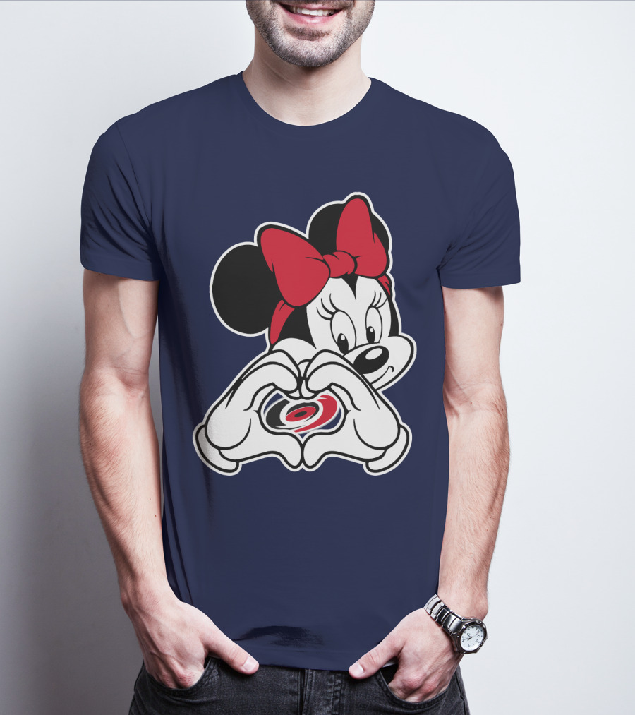Carolina Hurricanes Minnie Mouse Heart Hands T-Shirt