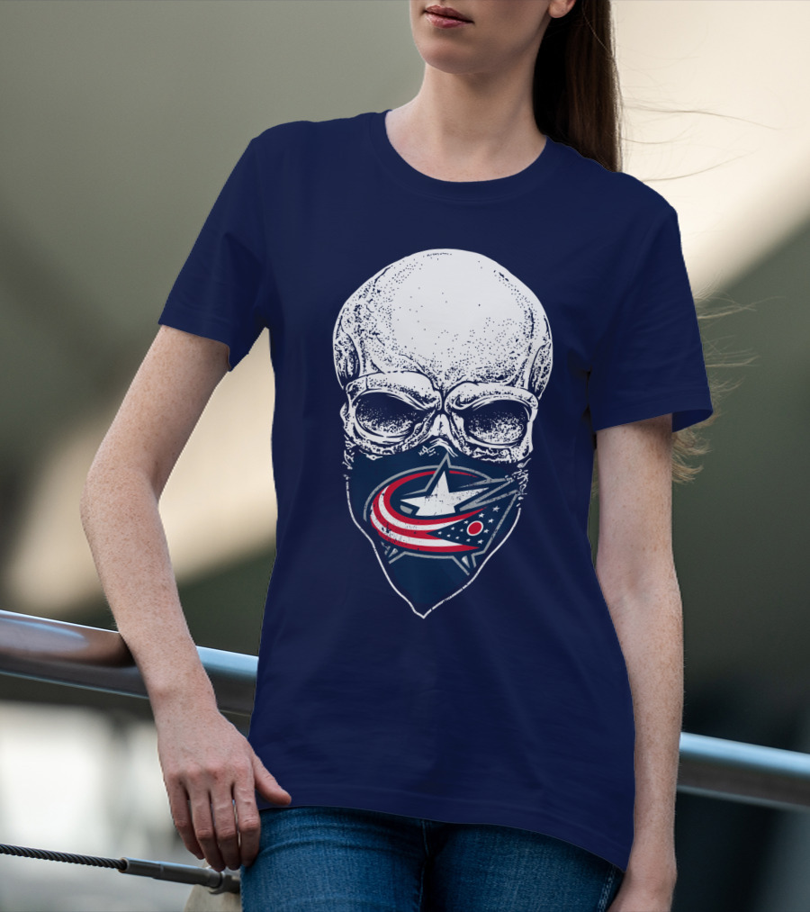 Columbus Blue Jackets Skull Bandana T-Shirt