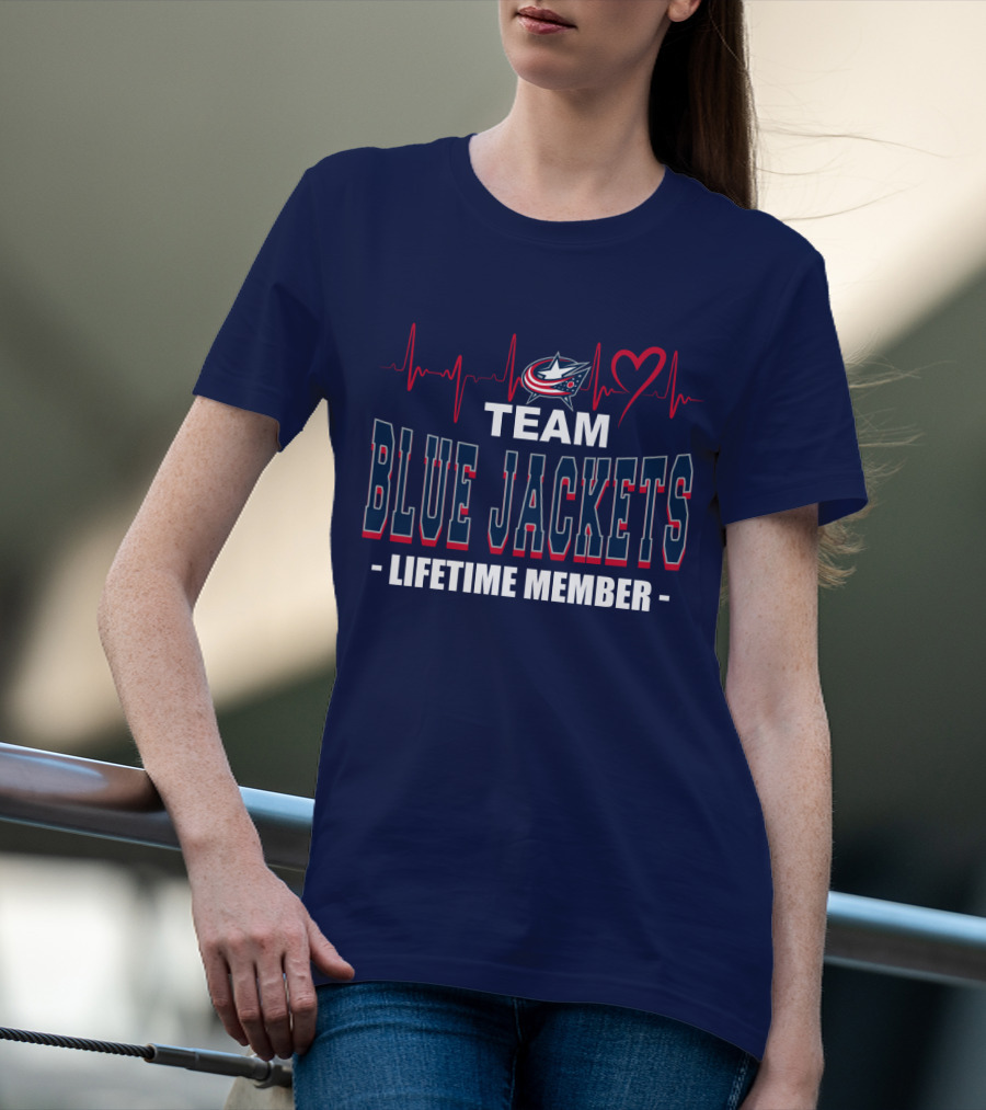 Team Blue Jackets Lifetime Member Heartbeat T-Shirt