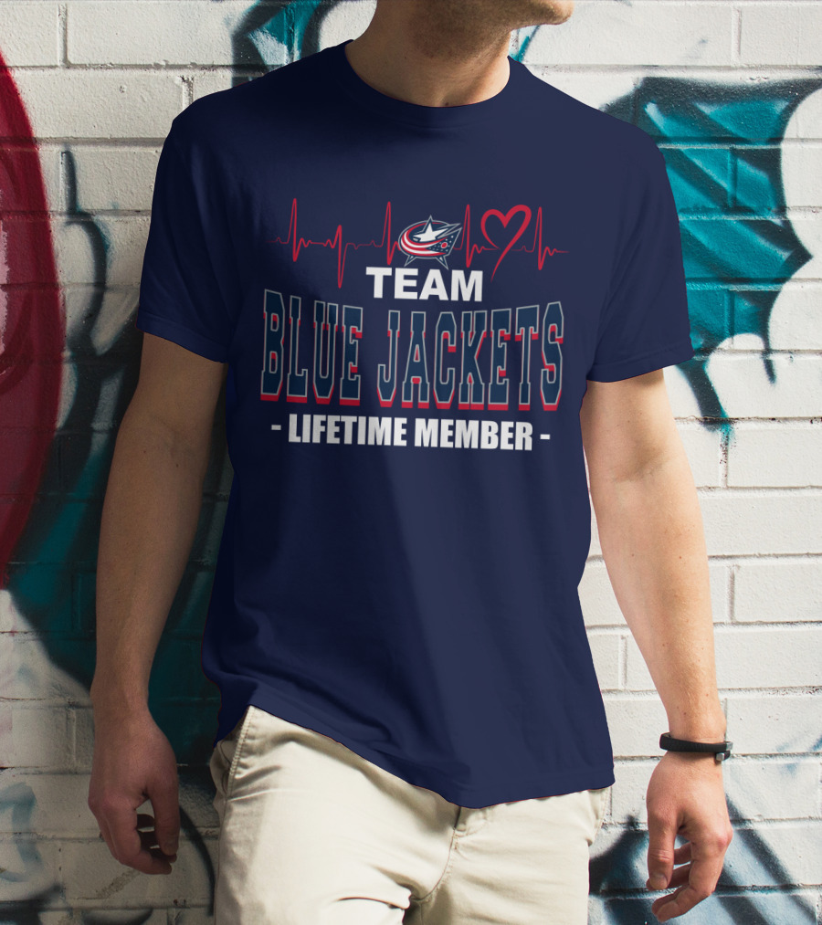 Team Blue Jackets Lifetime Member Heartbeat T-Shirt