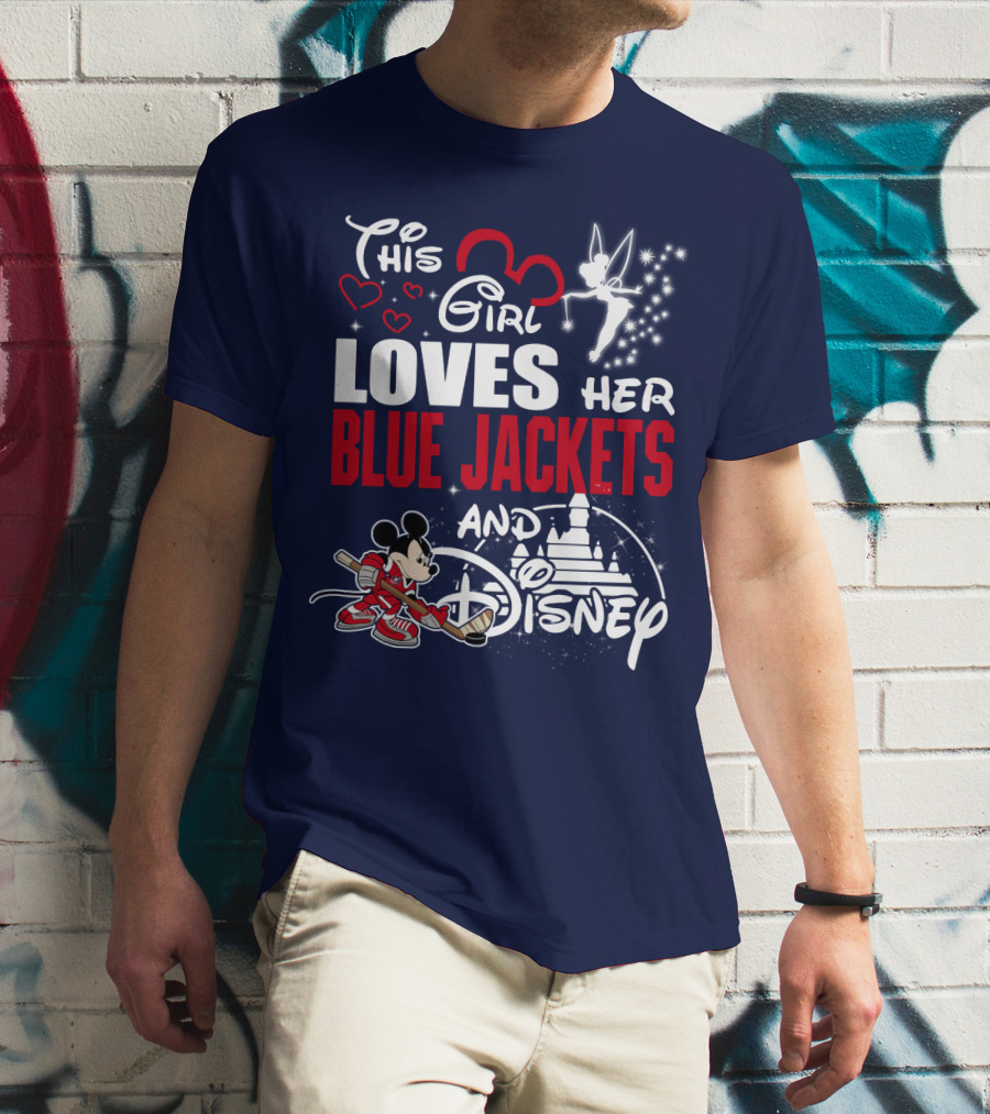 This Girl Loves Her Blue Jackets And Disney T-Shirt