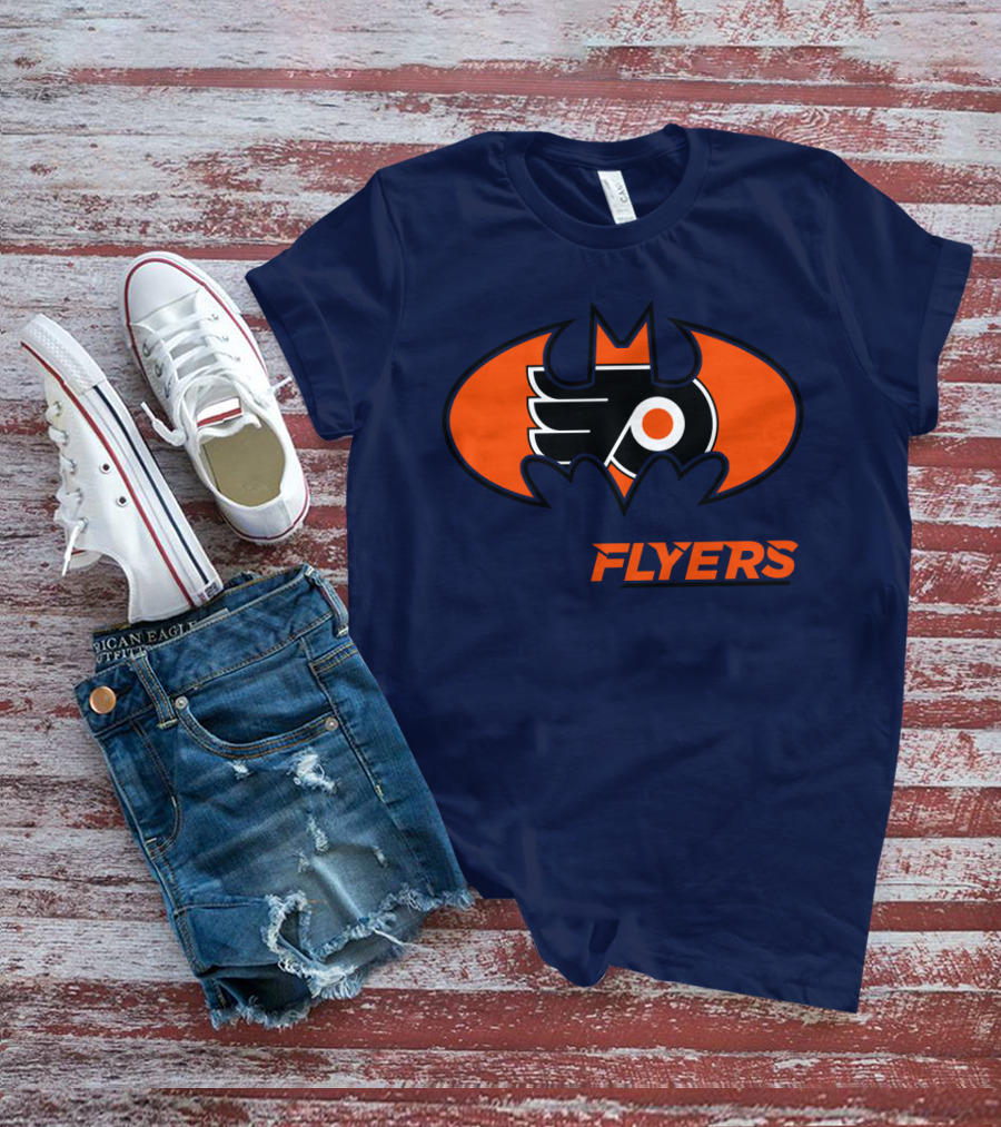 Philadelphia Flyers Batman Logo Crossover T-Shirt