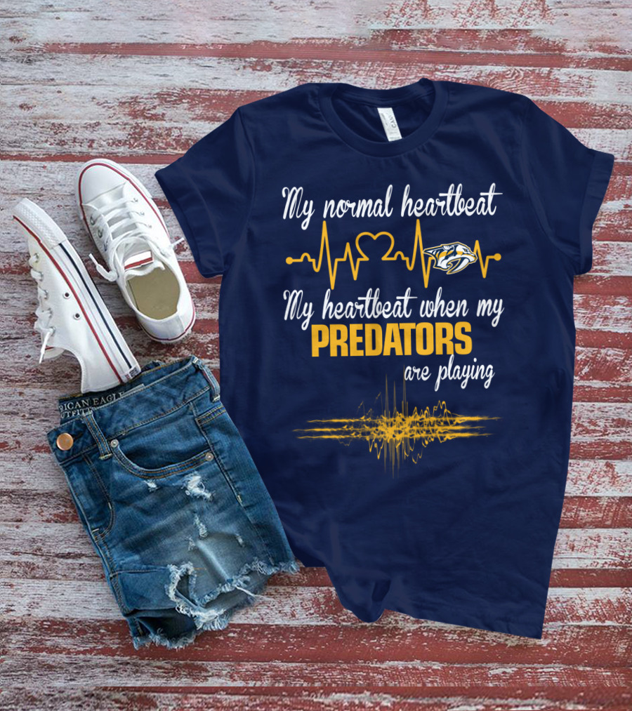 My Normal Heartbeat My Heartbeat When My Predators Are Playing Nashville Predators T-Shirt