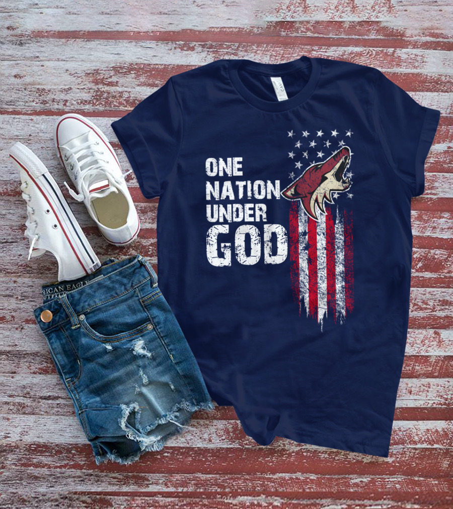 One Nation Under God Arizona Coyotes Usa Flag T-Shirt