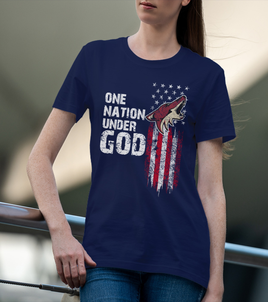 One Nation Under God Arizona Coyotes Usa Flag T-Shirt