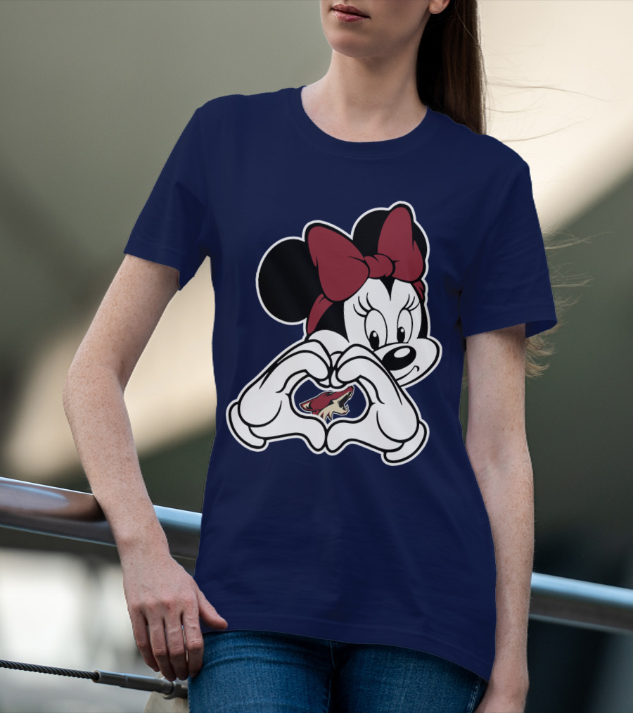 Minnie Mouse Arizona Coyotes Heart Hands T-Shirt