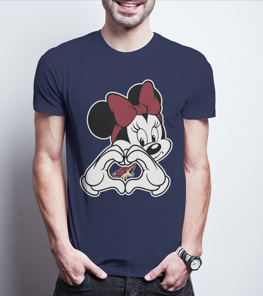 Minnie Mouse Arizona Coyotes Heart Hands T-Shirt