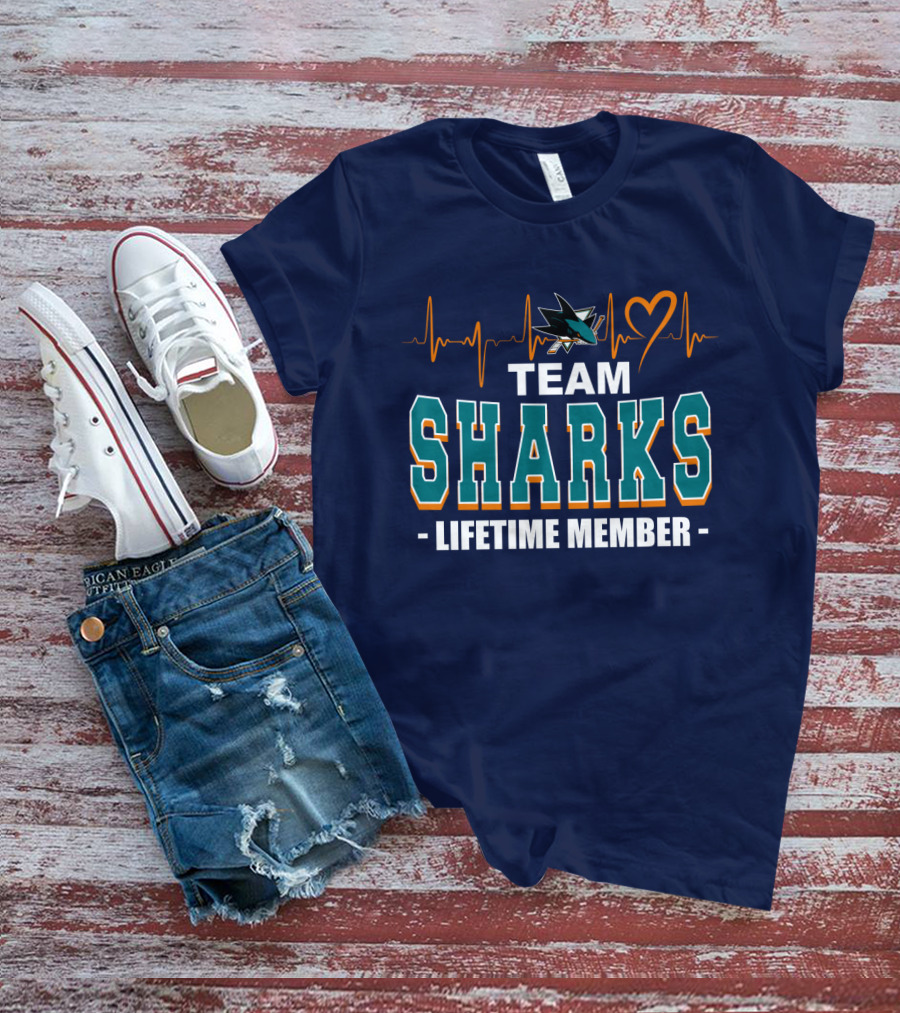 Team Sharks San Jose Lifetime Member Heartbeat T-Shirt