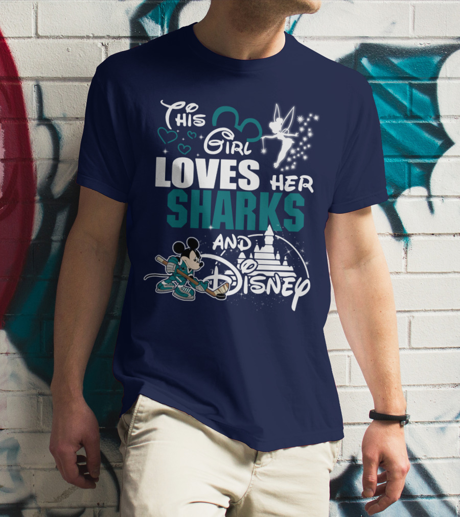 This Girl Loves Her Sharks And Disney T-Shirt