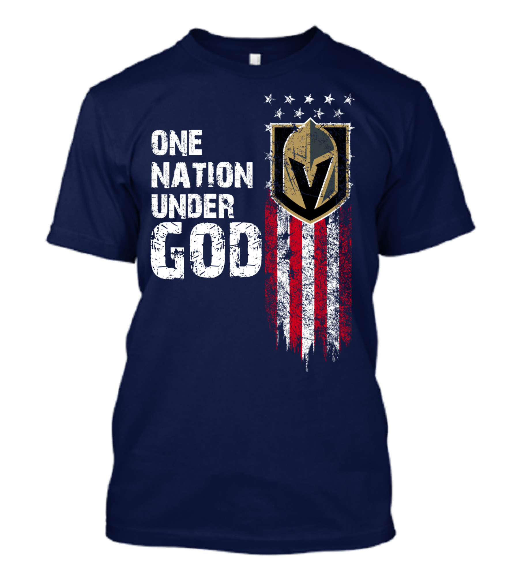 One Nation Under God Vegas Golden Knights Logo Stars And Stripes T-Shirt