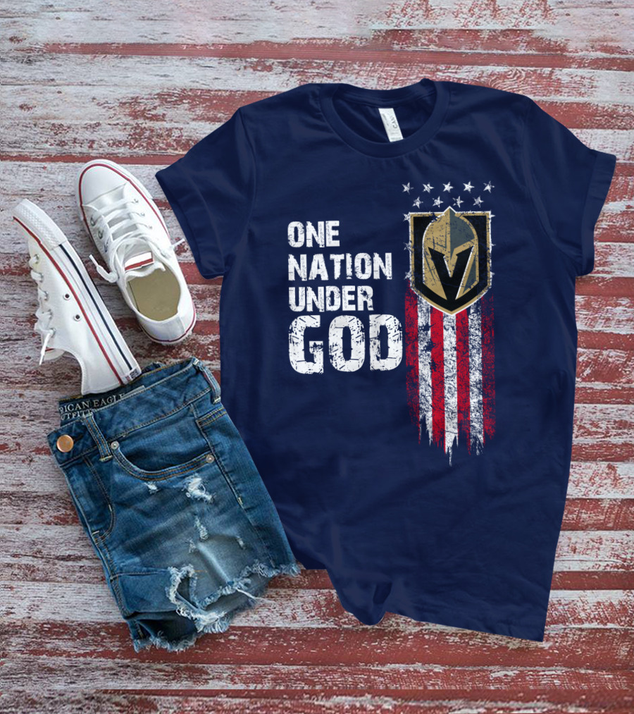 One Nation Under God Vegas Golden Knights Logo Stars And Stripes T-Shirt