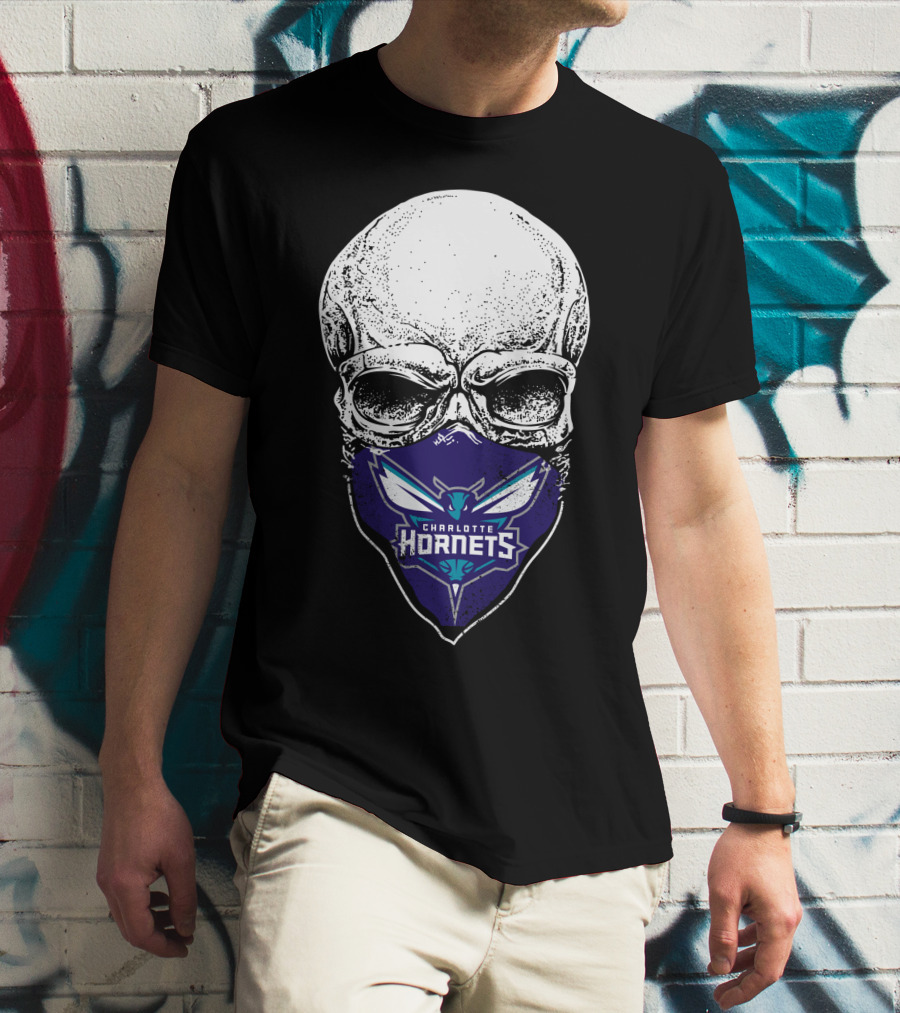 Charlotte Hornets Skull Mask T-Shirt