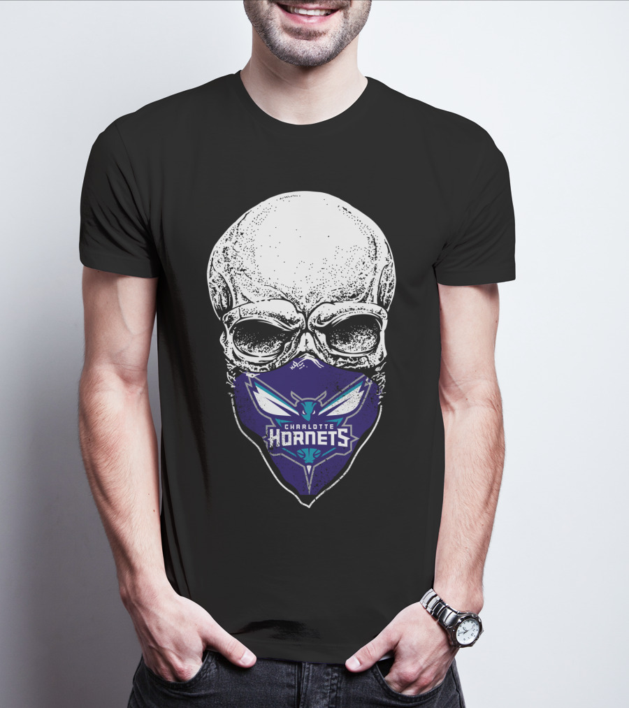 Charlotte Hornets Skull Mask T-Shirt