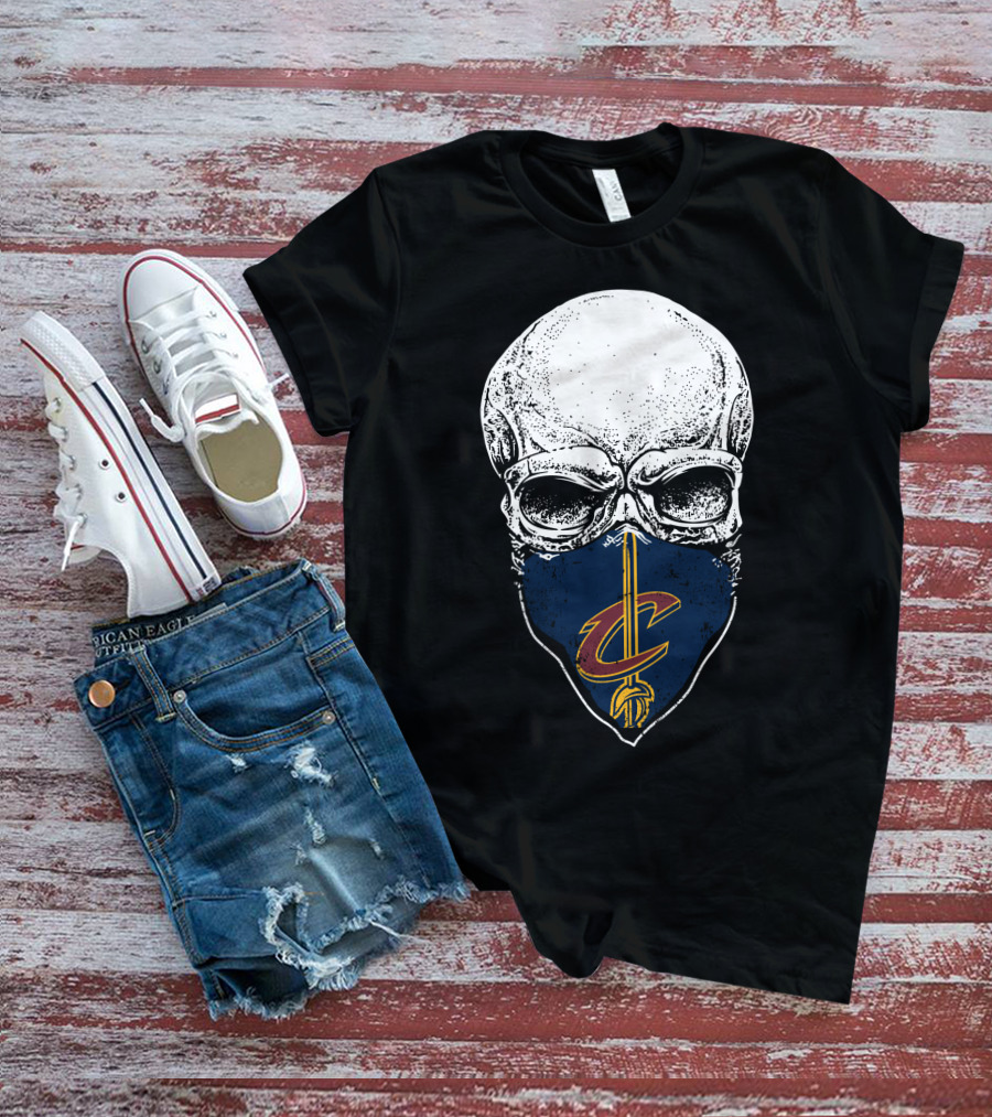 Cleveland Cavaliers Skull With C Logo On Face Mask T-Shirt
