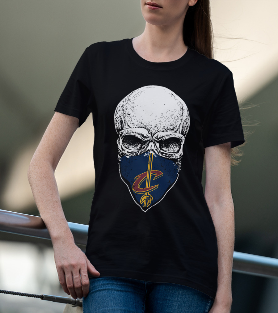 Cleveland Cavaliers Skull With C Logo On Face Mask T-Shirt