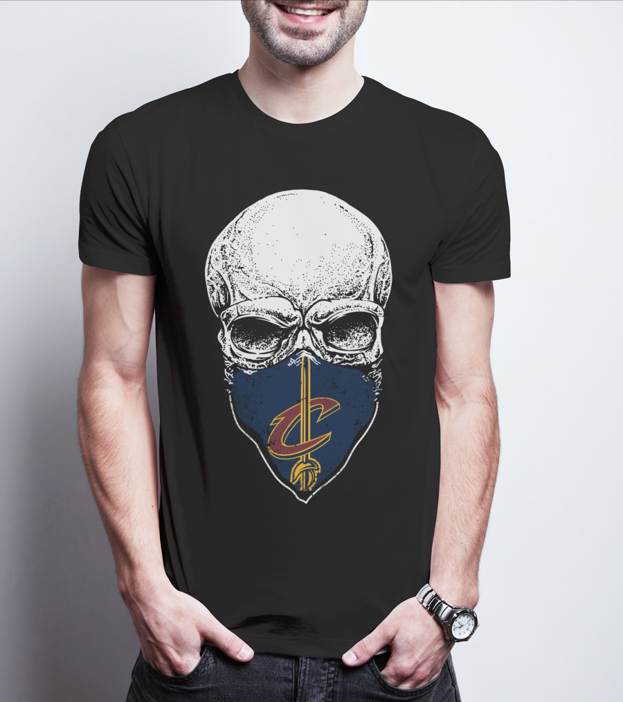 Cleveland Cavaliers Skull With C Logo On Face Mask T-Shirt