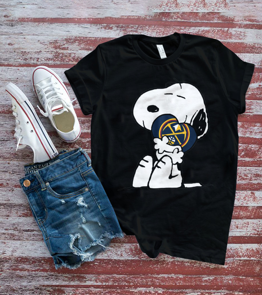 Denver Nuggets Snoopy Hugging Basketball T-Shirt