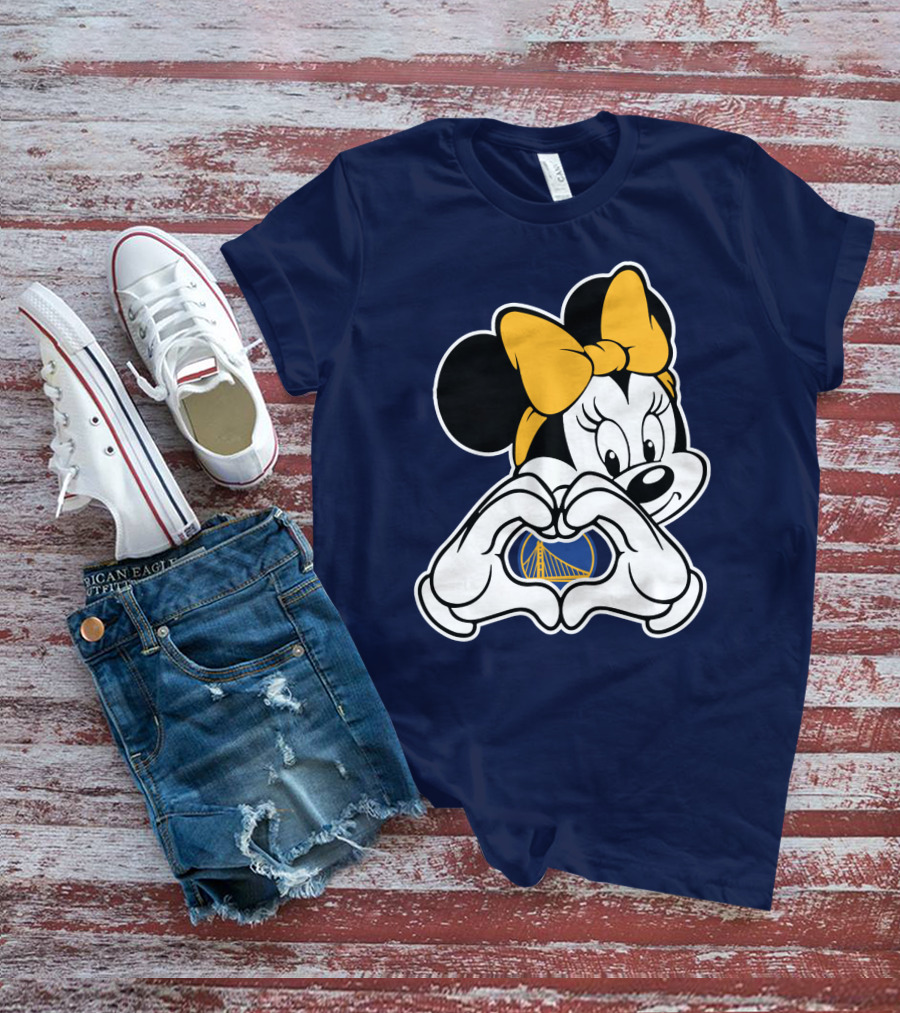 Golden State Warriors Heart Hands Minnie Mouse T-Shirt
