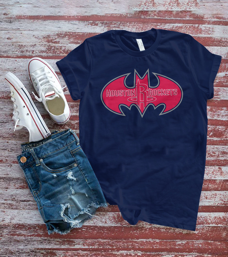 Houston Rockets Batman Logo Red Bat Symbol T-Shirt
