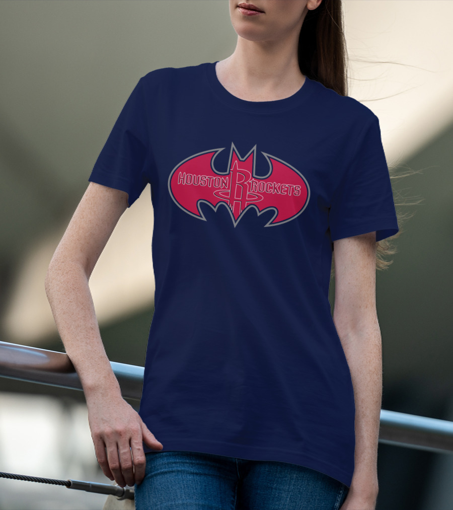 Houston Rockets Batman Logo Red Bat Symbol T-Shirt