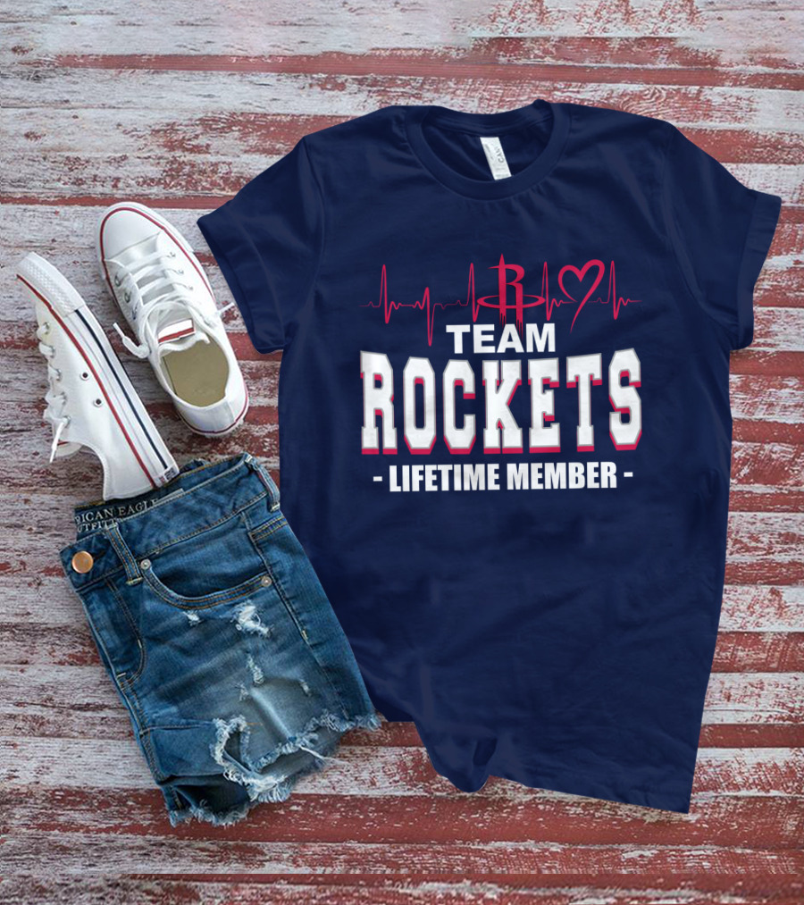 Team Rockets Lifetime Member Heartbeat Houston Rockets T-Shirt