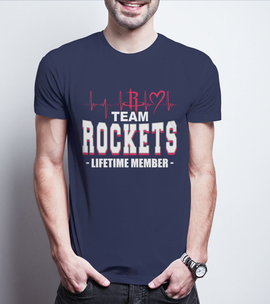 Team Rockets Lifetime Member Heartbeat Houston Rockets T-Shirt