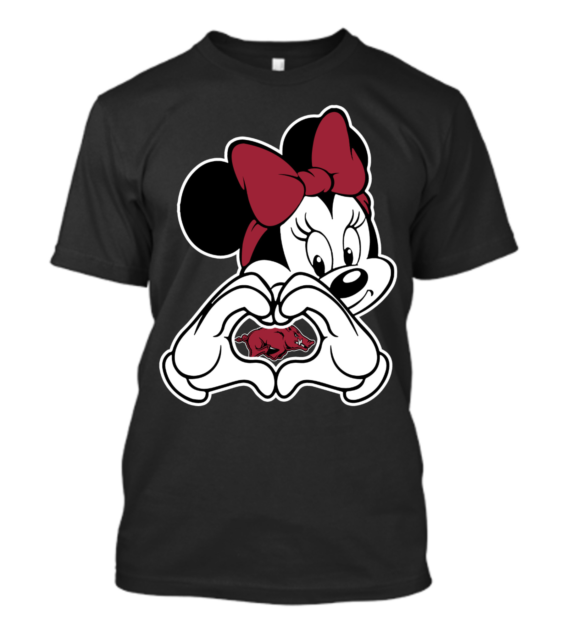 Minnie Mouse Heart Hands Arkansas Razorbacks T-Shirt